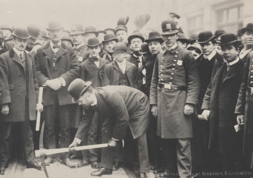 01 First actual work at Bleecker and Greene Streets. ca. 1900